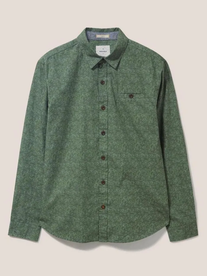 White Stuff SHIRTS Welch Line Printed Shirt Dark Green 8211 Men White Stuff SHIRTS Welch Line Printed Shirt Dark Green 8211 Men