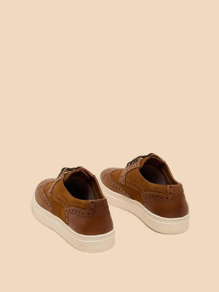 White Stuff SHOES Benny Brogue Leather Trainer Dark Tan 8211 Men White Stuff SHOES Benny Brogue Leather Trainer Dark Tan 8211 Men