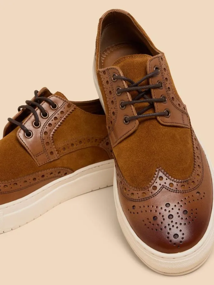 White Stuff SHOES Benny Brogue Leather Trainer Dark Tan 8211 Men White Stuff SHOES Benny Brogue Leather Trainer Dark Tan 8211 Men