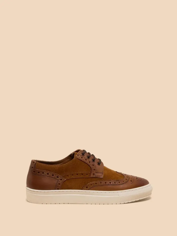 White Stuff SHOES Benny Brogue Leather Trainer Dark Tan 8211 Men White Stuff SHOES Benny Brogue Leather Trainer Dark Tan 8211 Men