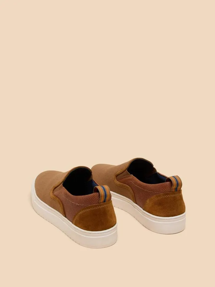 White Stuff SHOES Canvas Leather Mix Slip On Mid Tan 8211 Men White Stuff SHOES Canvas Leather Mix Slip On Mid Tan 8211 Men