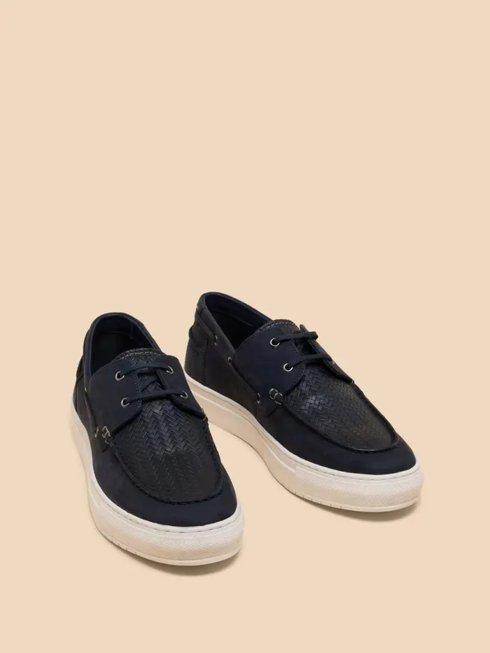 White Stuff SHOES Noah Leather Boat Shoe Dark Navy 8211 Men