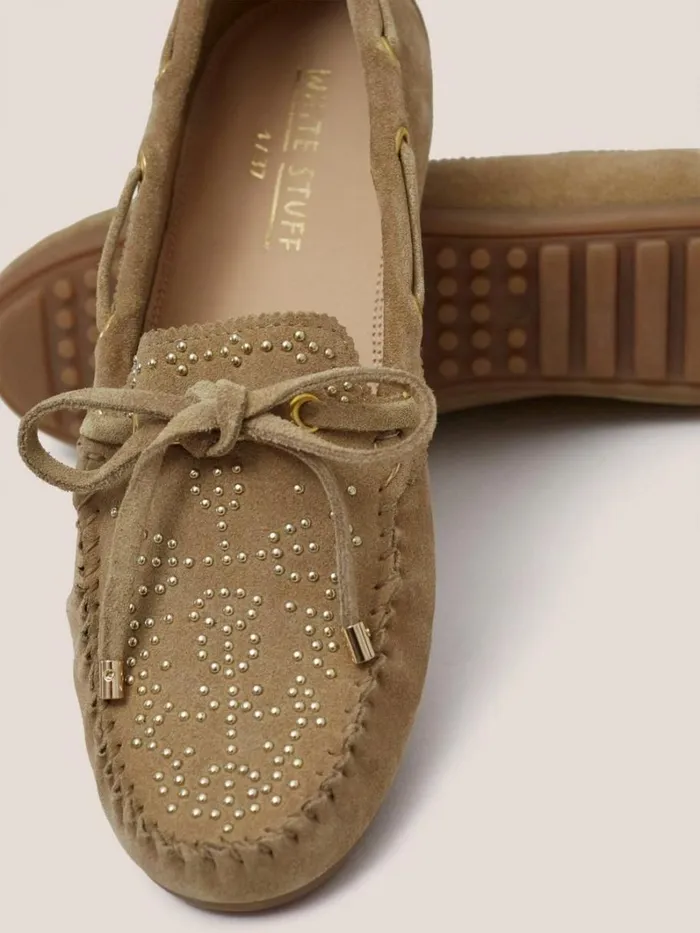 White Stuff SHOES Pinstud Suede Moccasin Light Natural 8211 Women White Stuff SHOES Pinstud Suede Moccasin Light Natural 8211 Women