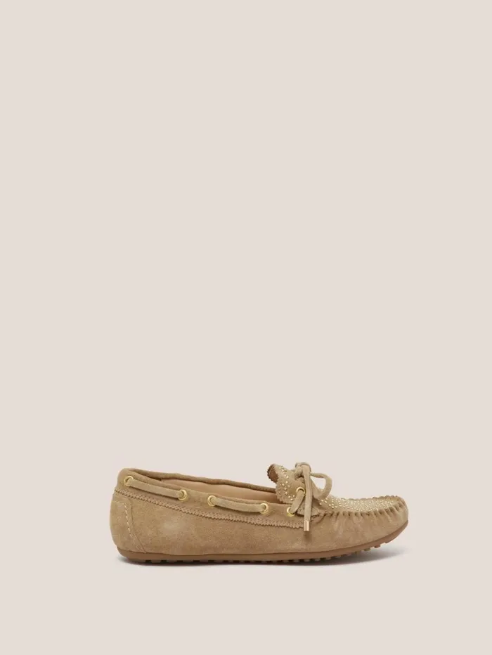 White Stuff SHOES Pinstud Suede Moccasin Light Natural 8211 Women White Stuff SHOES Pinstud Suede Moccasin Light Natural 8211 Women