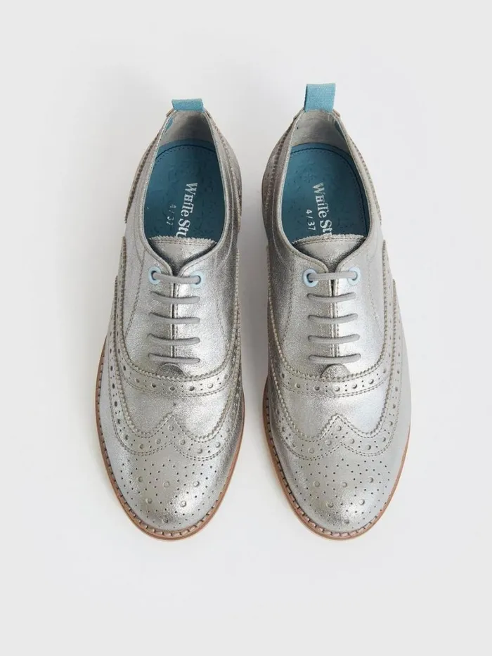 White Stuff SHOES Thistle Lace Up Brogue Silver Tone Metallic 8211 Women White Stuff SHOES Thistle Lace Up Brogue Silver Tone Metallic 8211 Women