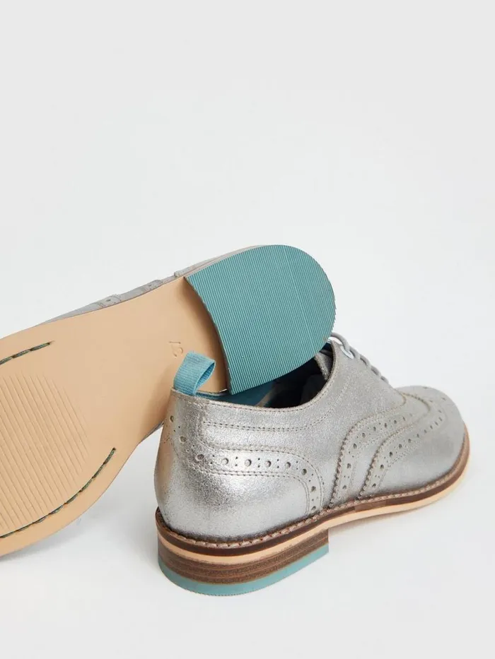 White Stuff SHOES Thistle Lace Up Brogue Silver Tone Metallic 8211 Women White Stuff SHOES Thistle Lace Up Brogue Silver Tone Metallic 8211 Women