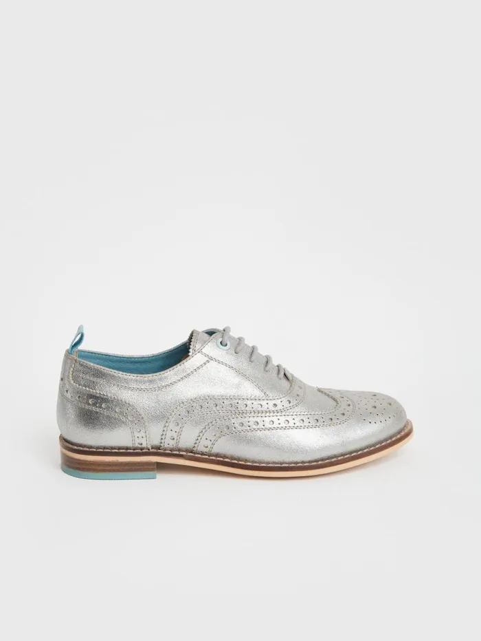 White Stuff SHOES Thistle Lace Up Brogue Silver Tone Metallic 8211 Women White Stuff SHOES Thistle Lace Up Brogue Silver Tone Metallic 8211 Women