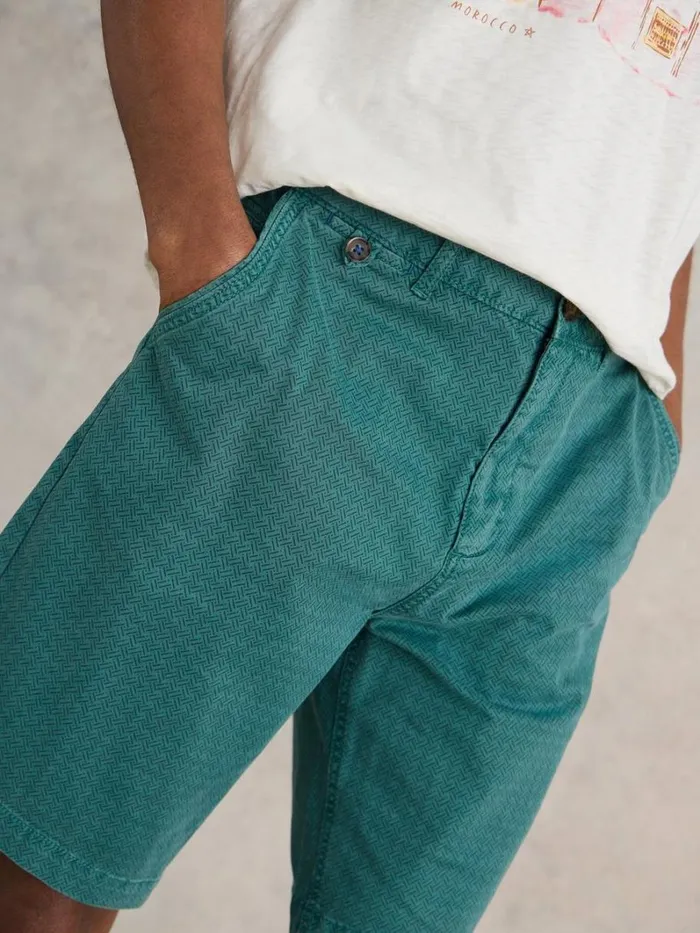 White Stuff SHORTS Ditsy Chino Short Teal Print 8211 Men