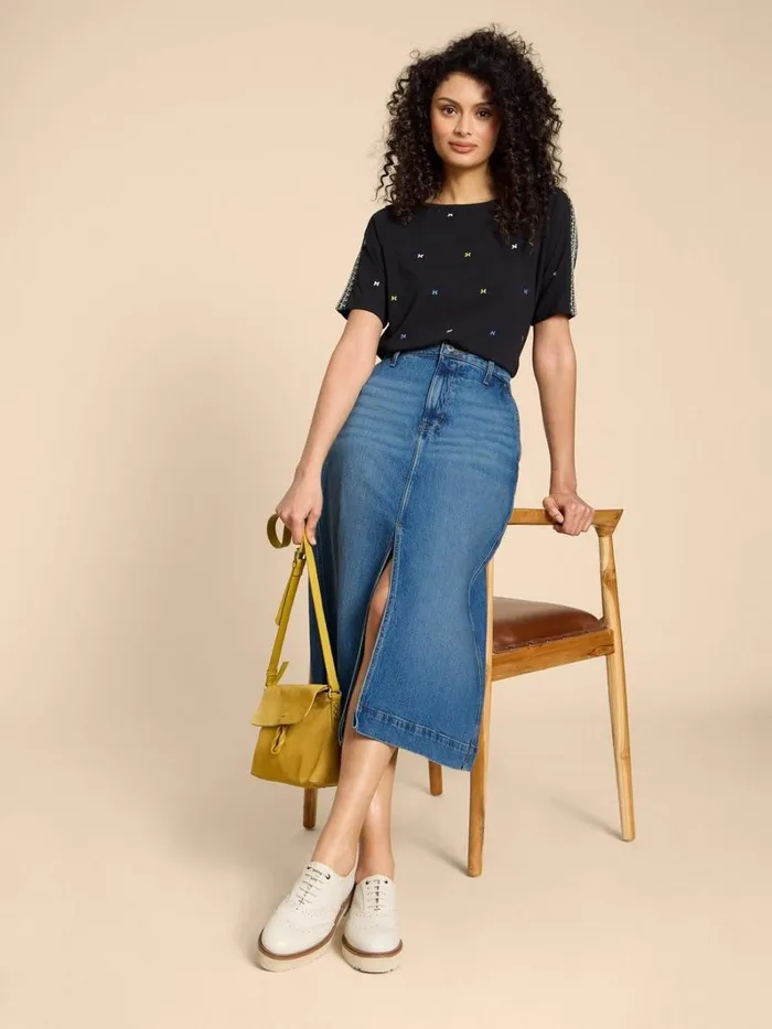 White Stuff SKIRTS Allie Denim Midi Skirt Light Denim 8211 Women