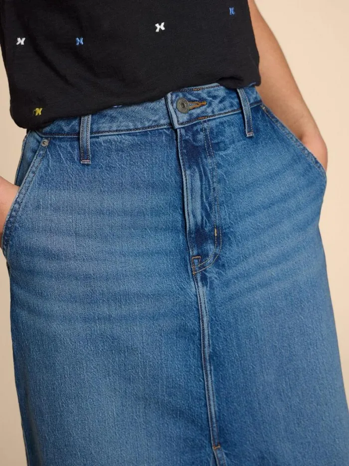 White Stuff SKIRTS Allie Denim Midi Skirt Light Denim 8211 Women