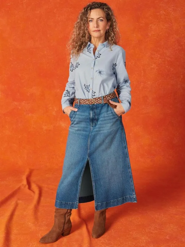 White Stuff SKIRTS Allie Denim Midi Skirt Light Denim 8211 Women