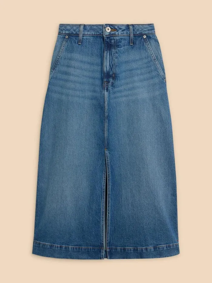 White Stuff SKIRTS Allie Denim Midi Skirt Light Denim 8211 Women