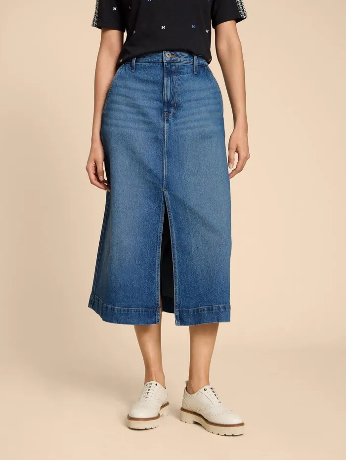 White Stuff SKIRTS Allie Denim Midi Skirt Light Denim 8211 Women