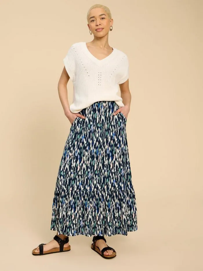White Stuff SKIRTS Charley Eco Vero Maxi Skirt Navy Print 8211 Women