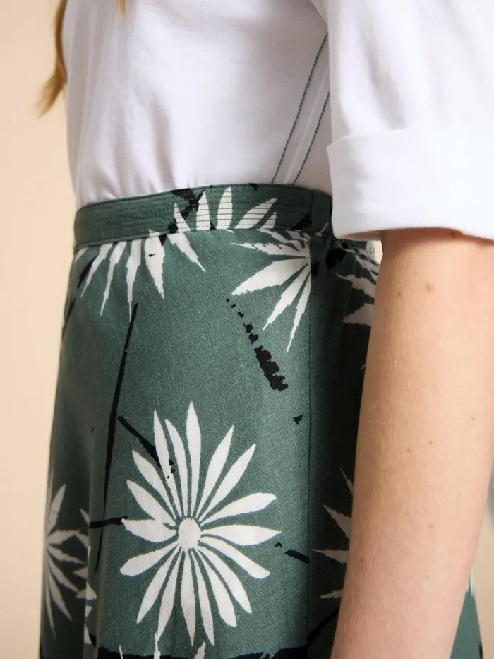 White Stuff SKIRTS Clemence Linen Blend Skirt Green Print 8211 Women White Stuff SKIRTS Clemence Linen Blend Skirt Green Print 8211 Women