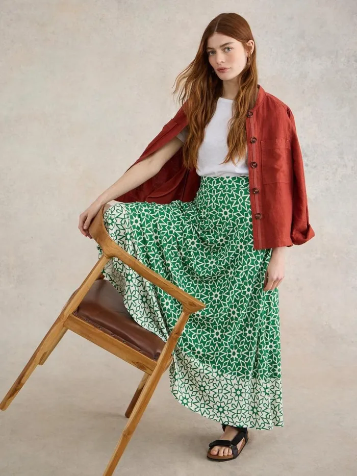 White Stuff SKIRTS Jada Eco Vero Skirt Green Print 8211 Women White Stuff SKIRTS Jada Eco Vero Skirt Green Print 8211 Women