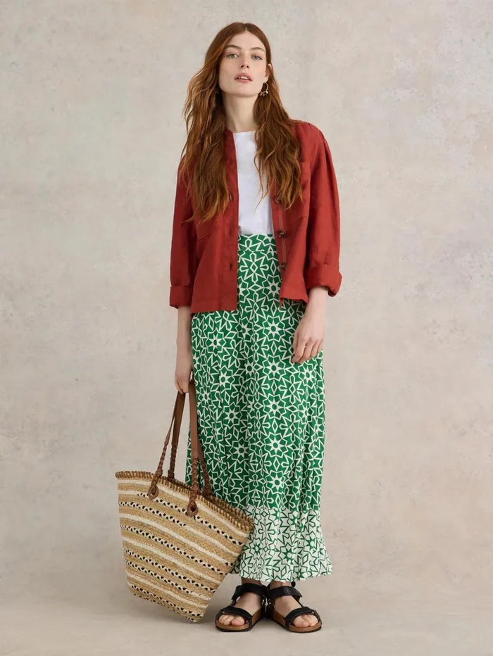 White Stuff SKIRTS Jada Eco Vero Skirt Green Print 8211 Women White Stuff SKIRTS Jada Eco Vero Skirt Green Print 8211 Women