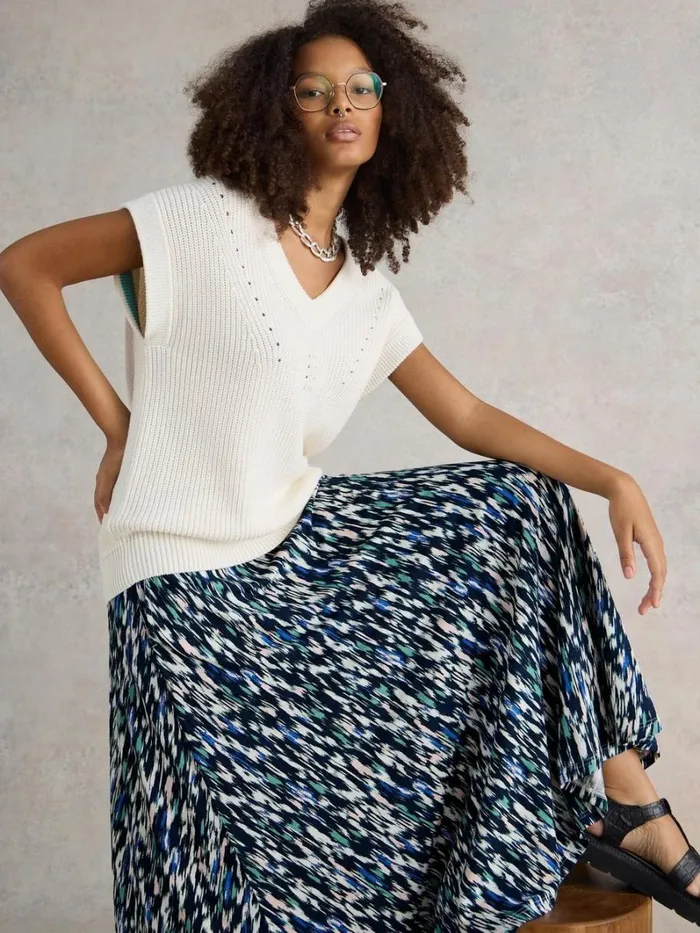 White Stuff SKIRTS Jada Eco Vero Skirt Navy Print 8211 Women