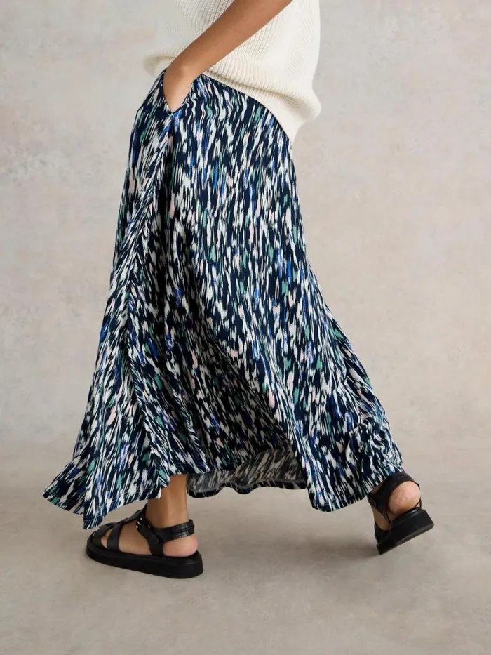 White Stuff SKIRTS Jada Eco Vero Skirt Navy Print 8211 Women