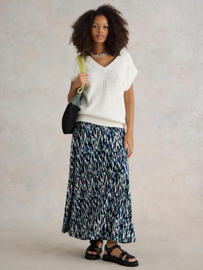 White Stuff SKIRTS Jada Eco Vero Skirt Navy Print 8211 Women