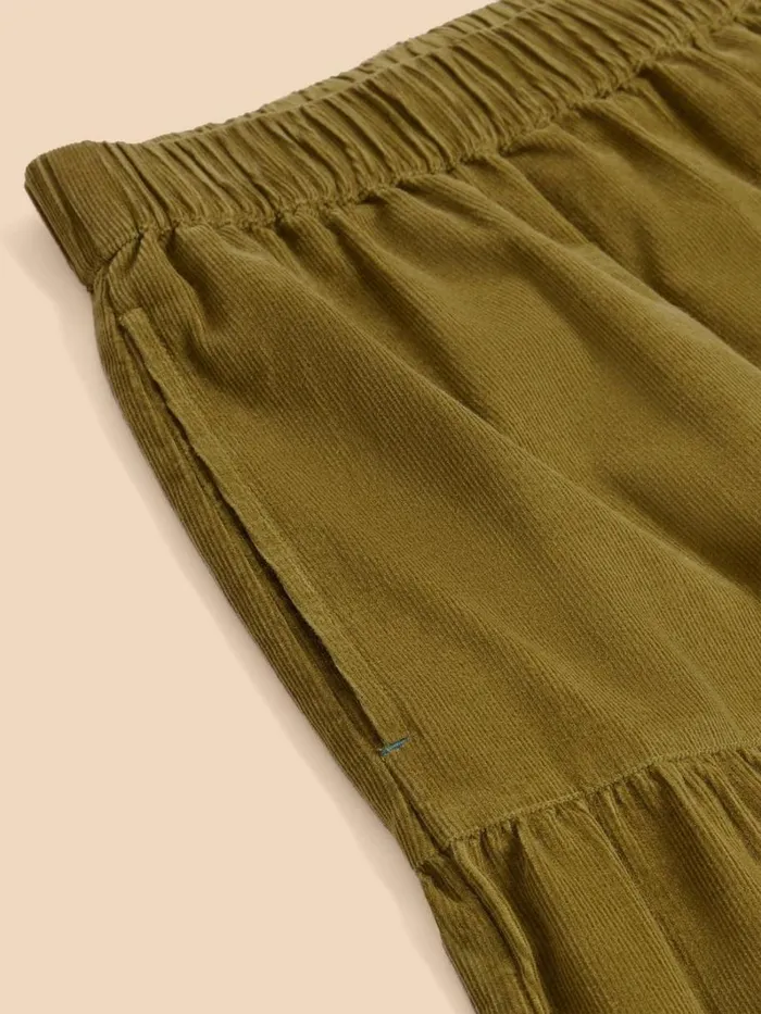 White Stuff SKIRTS Jade Tiered Cord Skirt Mid Chartreuse 8211 Women
