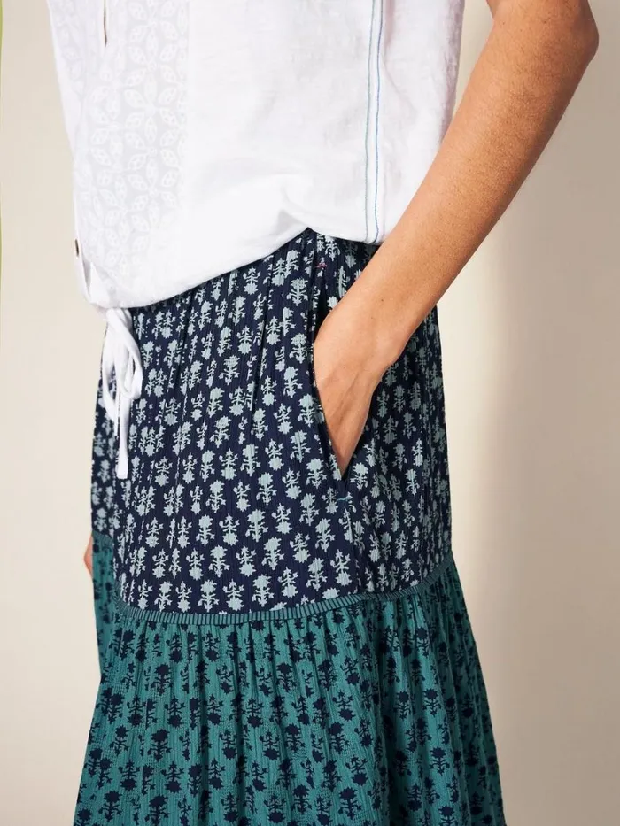 White Stuff SKIRTS Mabel Mixed Print Midi Skirt Navy Multi 8211 Women White Stuff SKIRTS Mabel Mixed Print Midi Skirt Navy Multi 8211 Women