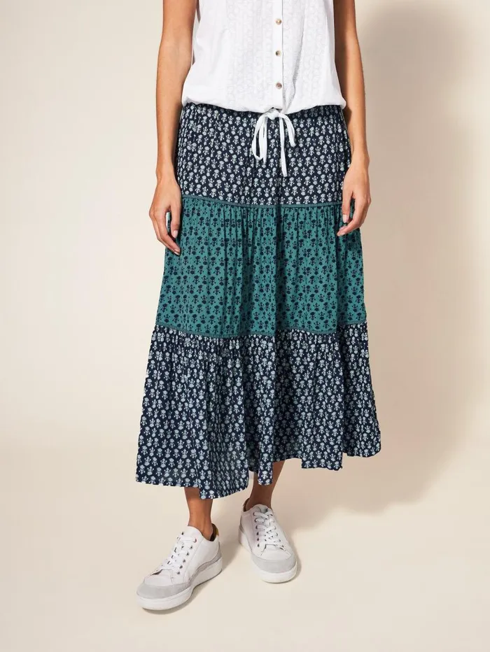 White Stuff SKIRTS Mabel Mixed Print Midi Skirt Navy Multi 8211 Women White Stuff SKIRTS Mabel Mixed Print Midi Skirt Navy Multi 8211 Women