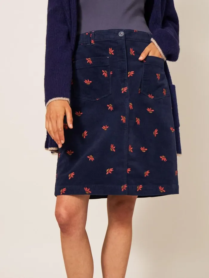 White Stuff SKIRTS Melody Embroidered Cord Skirt Navy Multi 8211 Women White Stuff SKIRTS Melody Embroidered Cord Skirt Navy Multi 8211 Women