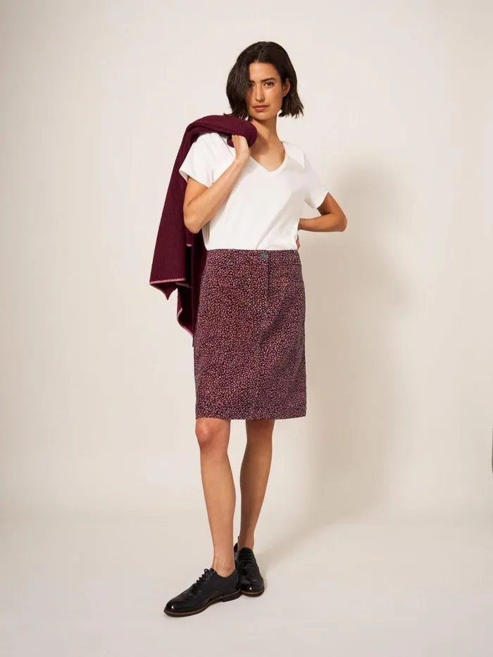 White Stuff SKIRTS Melody Organic Cord Skirt Pink Multi 8211 Women