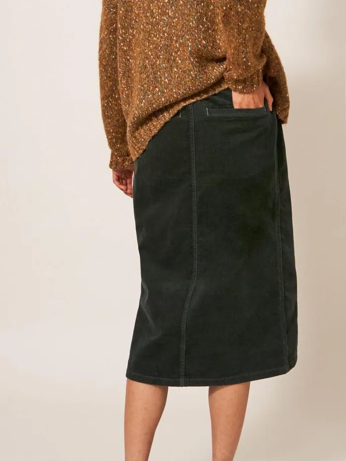 White Stuff SKIRTS Poppy Cord Midi Skirt Khaki Green 8211 Women