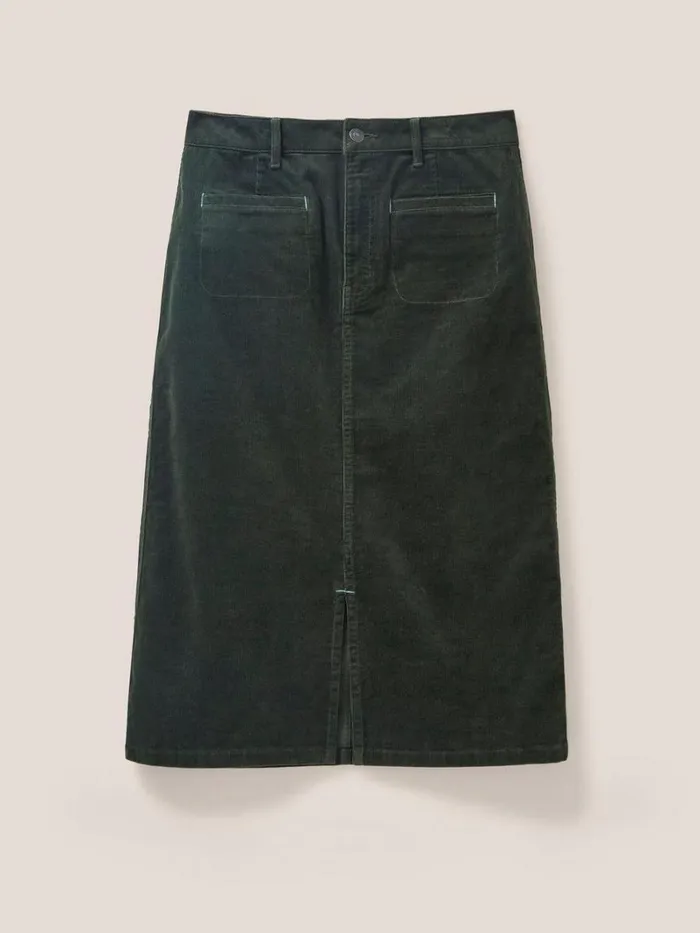 White Stuff SKIRTS Poppy Cord Midi Skirt Khaki Green 8211 Women