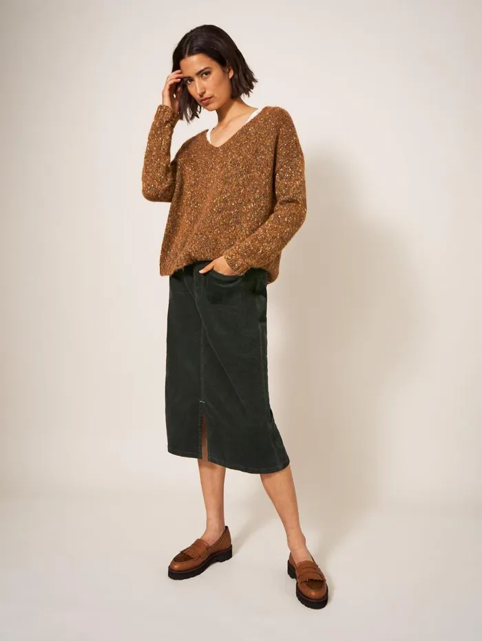 White Stuff SKIRTS Poppy Cord Midi Skirt Khaki Green 8211 Women