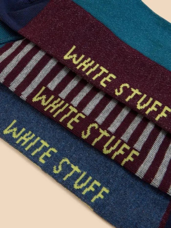 White Stuff SOCKS 3 Pack Fish Ankle Sock Blue Multi 8211 Men