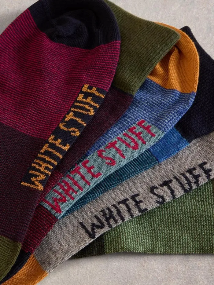 White Stuff SOCKS 3 Pack Striped Ankle Sock Blue Multi 8211 Men