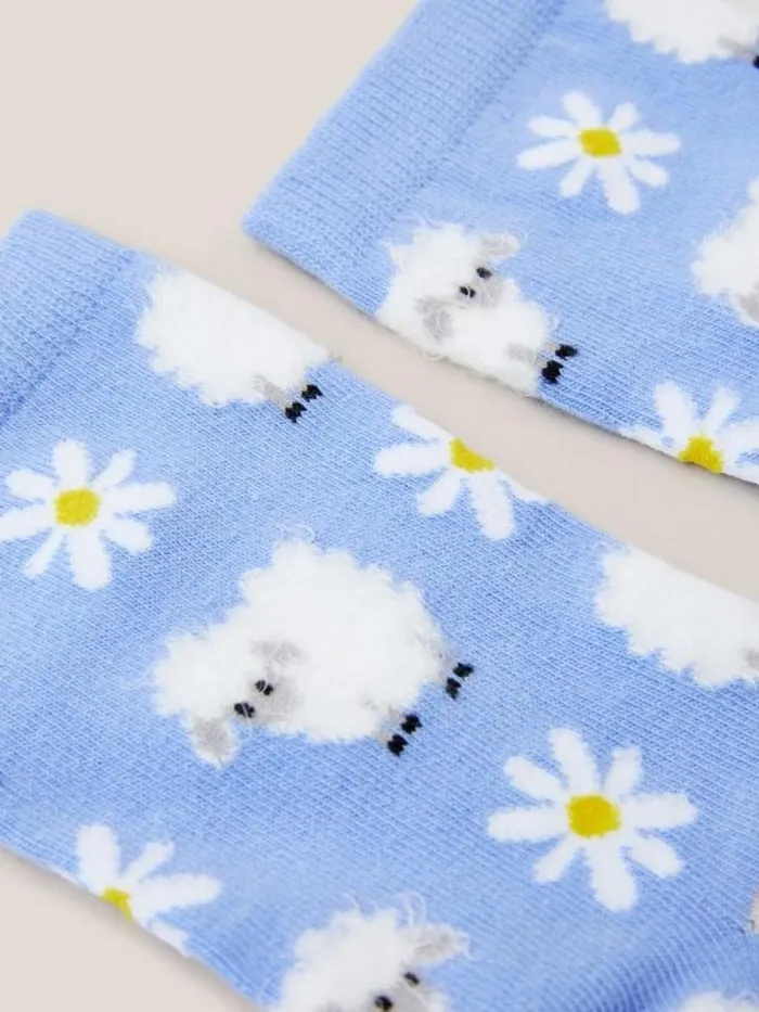 White Stuff SOCKS Fluffy Sheep Socks Blue Multi 8211 Women