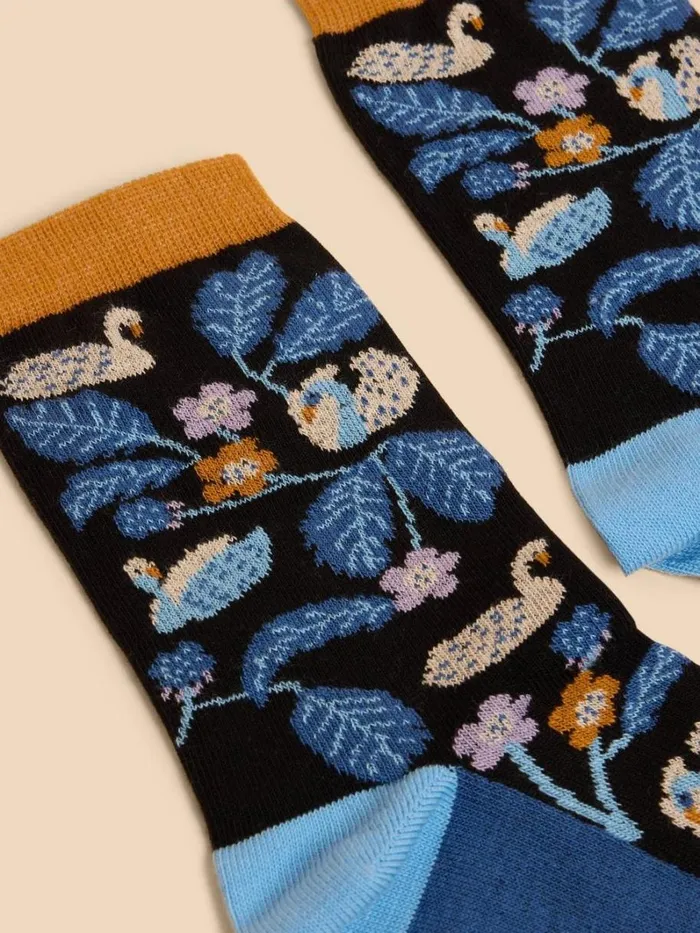White Stuff SOCKS Swan Ankle Sock Black Multi 8211 Women