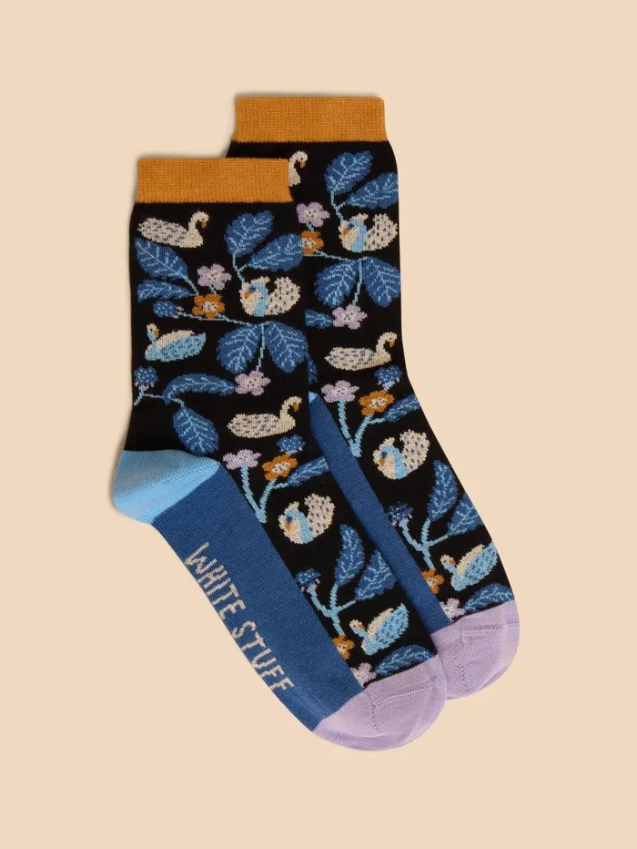 White Stuff SOCKS Swan Ankle Sock Black Multi 8211 Women