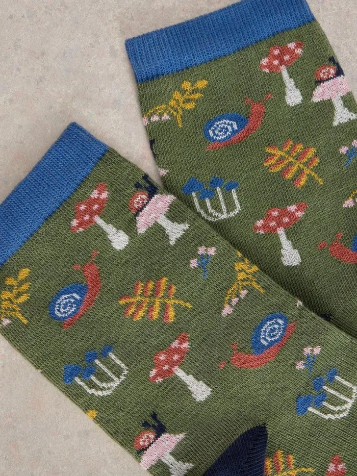 White Stuff SOCKS Woodland Ankle Sock Khaki Green 8211 Women