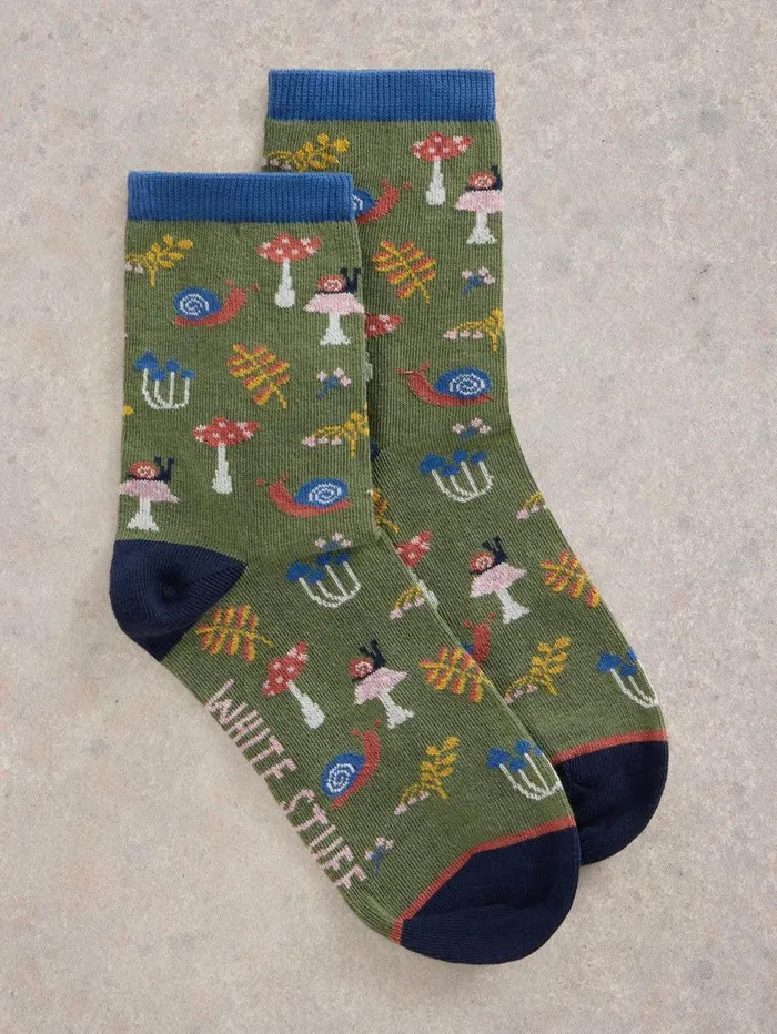 White Stuff SOCKS Woodland Ankle Sock Khaki Green 8211 Women