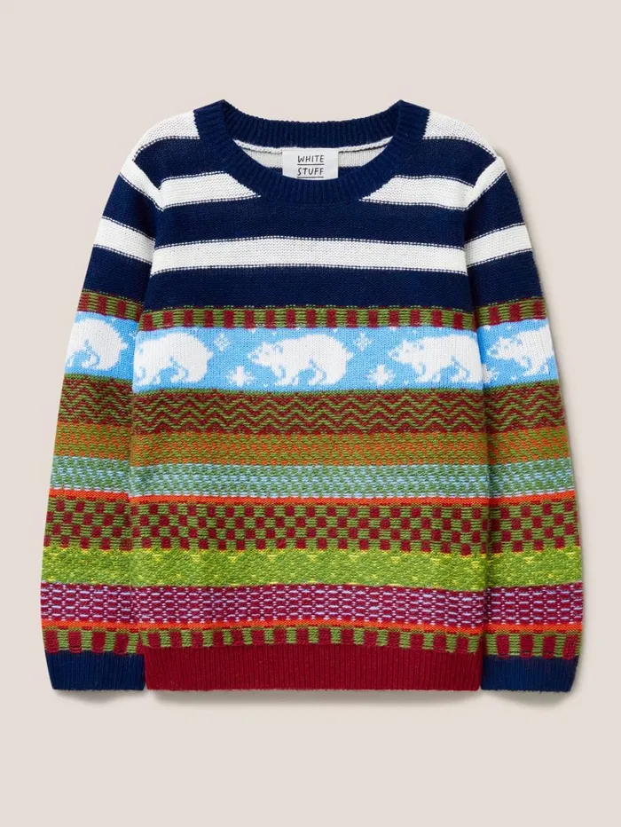 White Stuff SWEATS Polar Bear Fairisle Jumper Orange Multi 8211 Kids