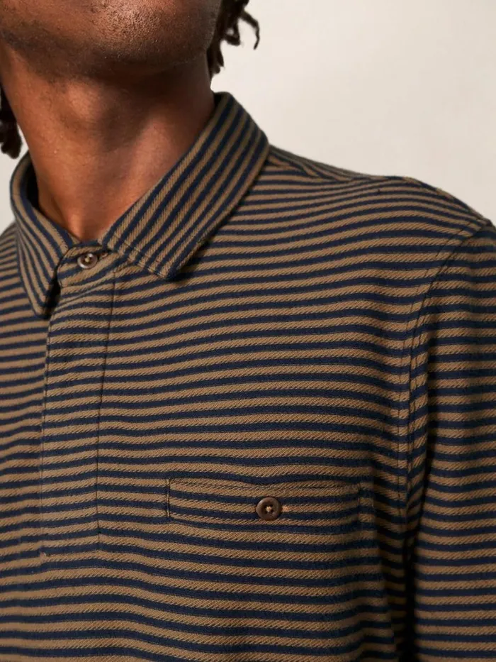 White Stuff TSHIRTS Burston Striped SS Polo Mid Brown 8211 Men