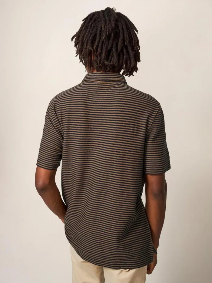 White Stuff TSHIRTS Burston Striped SS Polo Mid Brown 8211 Men