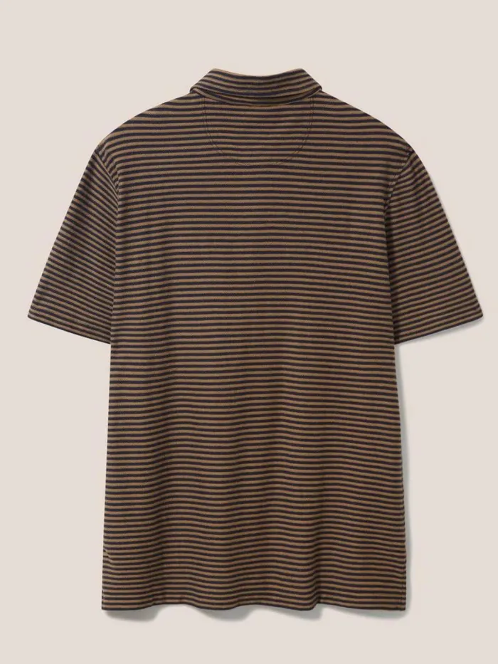White Stuff TSHIRTS Burston Striped SS Polo Mid Brown 8211 Men
