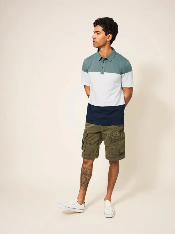 White Stuff TSHIRTS Colourblock SS Polo Green Multi 8211 Men