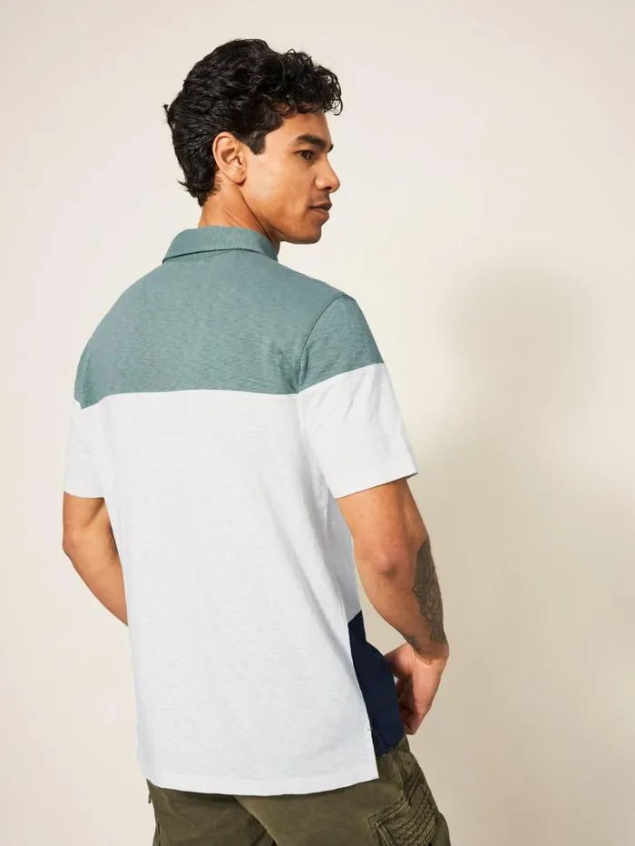 White Stuff TSHIRTS Colourblock SS Polo Green Multi 8211 Men White Stuff TSHIRTS Colourblock SS Polo Green Multi 8211 Men