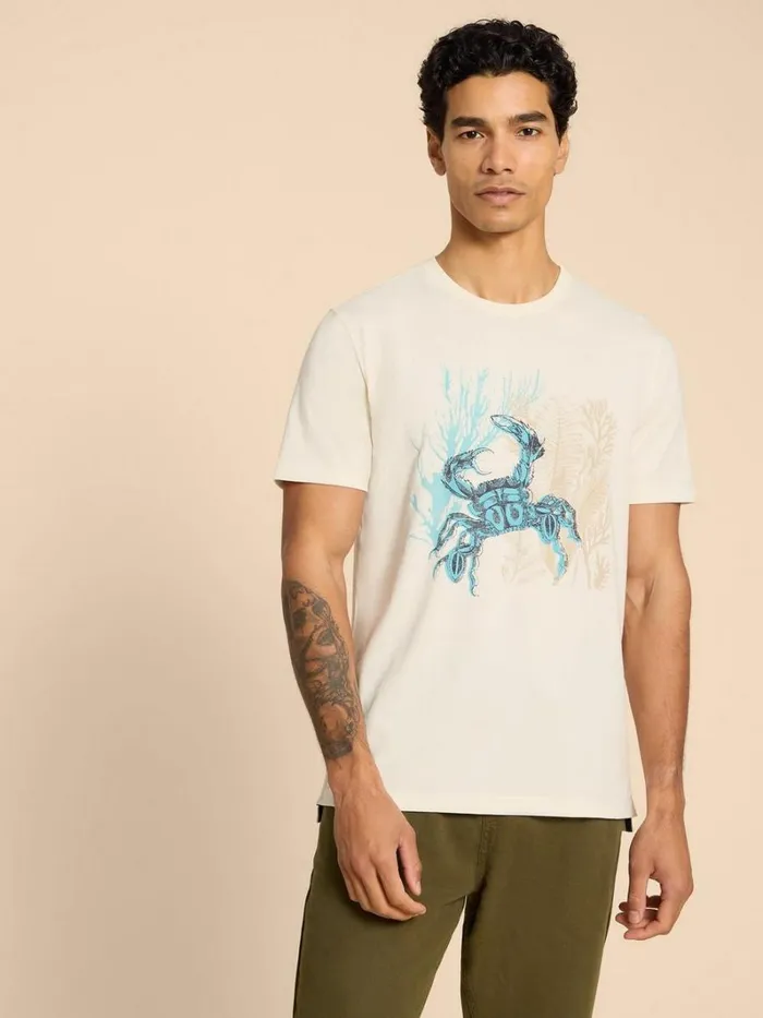 White Stuff TSHIRTS Crab Graphic Tee White Print 8211 Men