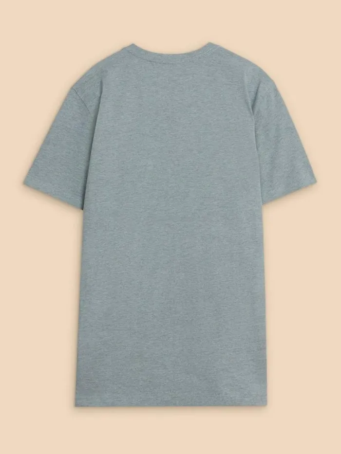 White Stuff TSHIRTS Fish Graphic Short Sleeve Tee Denim Print 8211 Men White Stuff TSHIRTS Fish Graphic Short Sleeve Tee Denim Print 8211 Men