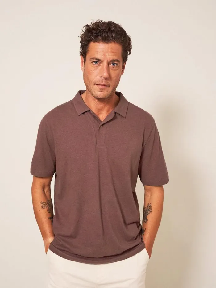 White Stuff TSHIRTS Linen Blend Polo Light Plum 8211 Men