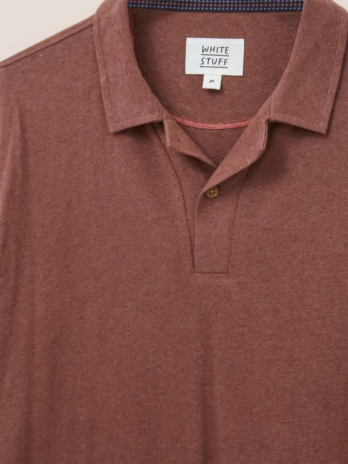 White Stuff TSHIRTS Linen Blend Polo Light Plum 8211 Men White Stuff TSHIRTS Linen Blend Polo Light Plum 8211 Men