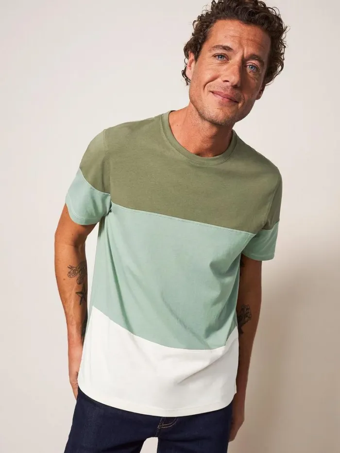 White Stuff TSHIRTS Linwood Colourblock SS Tee Dusty Green 8211 Men White Stuff TSHIRTS Linwood Colourblock SS Tee Dusty Green 8211 Men